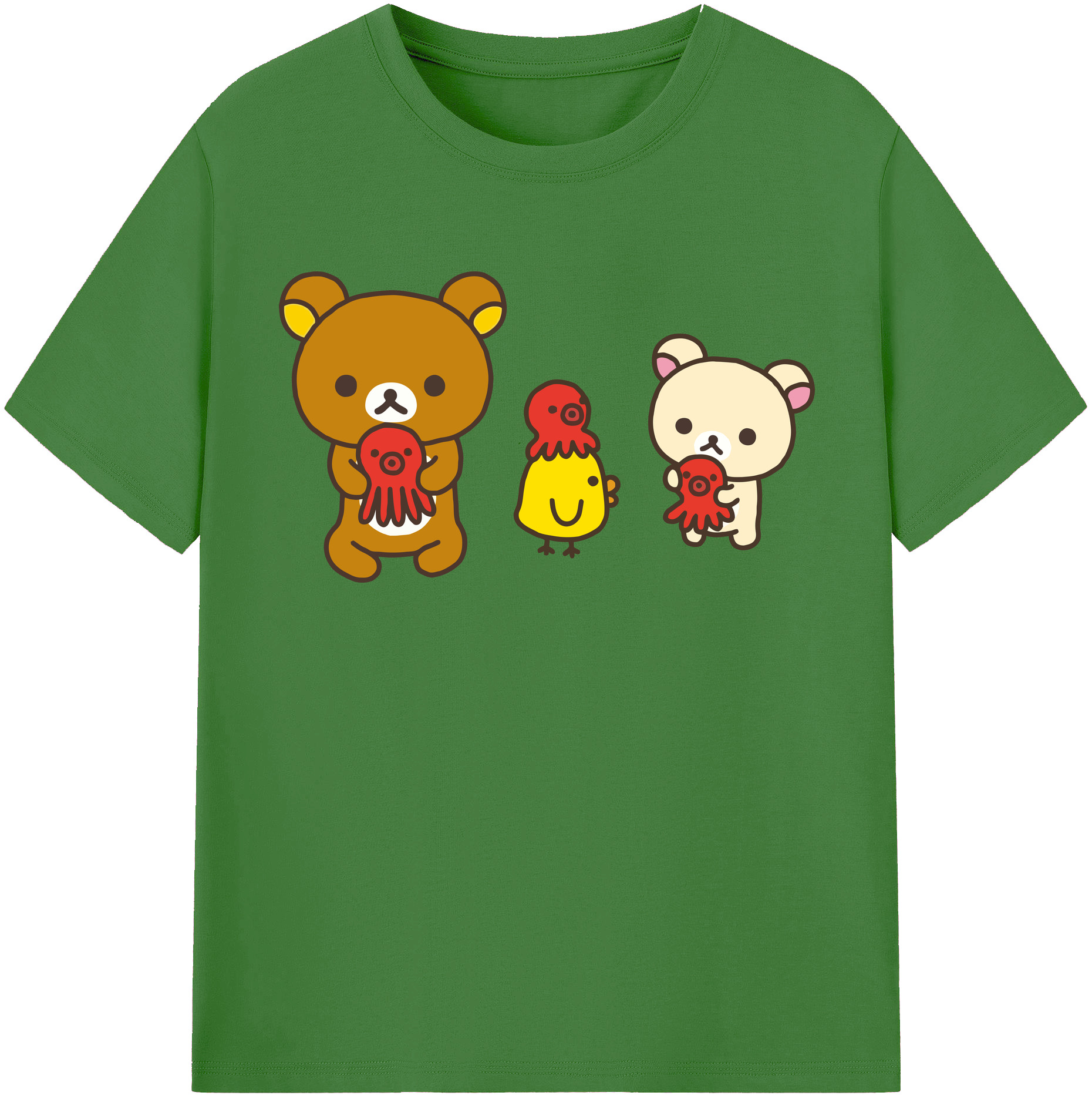 （画像用） リラックマ リラックマ キイロイトリ Rilakkuma Korilakkuma Kiiroitori レディースカジュアルプリントTシャツ（綿100％）
